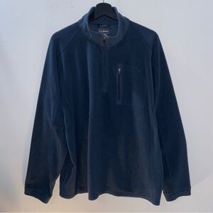 L.L. Bean Men's Navy Blue Quarter-Zip Fleece Pullover